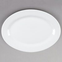 Tuxton ALH-136 Alaska 13 3/4" x 10" Bright White Wide Rim Rolled Edge Oval China Platter - 12/Case