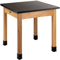 National Public Seating Wood Science Lab Table with Chem-Res Top and Casters - 39.5" Height