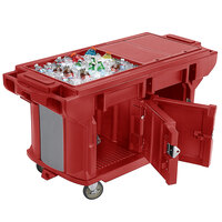 Cambro VBRUTHD5158 Red 5' Versa Ultra Work Table with Storage and Heavy-Duty Casters