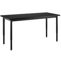 National Public Seating SLT3-2442P 24" x 42" Height Adjustable Black Steel Science Lab Table with Phenolic Top