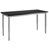 National Public Seating 48" x 72" Height Adjustable Grey Steel Science Lab Table with Phenolic Top