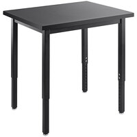 National Public Seating SLT3-2430C 24" x 30" Height Adjustable Black Steel Science Lab Table with Chem-Res Top