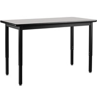 National Public Seating HDT3-2454S 24" x 54" Adjustable Height Black Frame Utility Table with Supreme High-Pressure Laminate Top