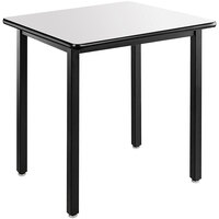 National Public Seating HDT7-3036W 30" x 36" Fixed Height Black Frame Utility Table with High-Pressure Laminate Whiteboard Top