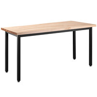National Public Seating HDT7-3042B 30" x 42" Fixed Height Black Frame Heavy-Duty Utility Table with Maple Butcher Block Top