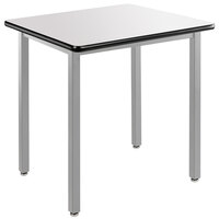 National Public Seating HDT9-3030W 30" x 30" Fixed Height Gray Frame Utility Table with High-Pressure Laminate Whiteboard Top
