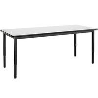 National Public Seating HDT3-2484W 24" x 84" Adjustable Height Black Frame Utility Table with High-Pressure Laminate Whiteboard Top