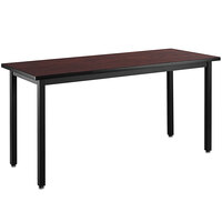 National Public Seating HDT7-2496H 24" x 96" Fixed Height Black Frame Heavy-Duty Utility Table with High-Pressure Laminate Top