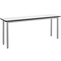 National Public Seating HDT9-1884W 18" x 84" Fixed Height Gray Frame Utility Table with High-Pressure Laminate Whiteboard Top