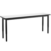 National Public Seating HDT3-1884W 18" x 84" Adjustable Height Black Frame Utility Table with High-Pressure Laminate Whiteboard Top