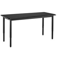 National Public Seating HDT3-3048H 30" x 48" Black Frame Heavy-Duty Height Adjustable Lab Table with High-Pressure Laminate Top