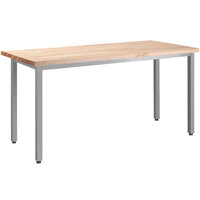 National Public Seating HDT9-3036B 30" x 36" Fixed Height Gray Frame Heavy-Duty Utility Table with Maple Butcher Block Top