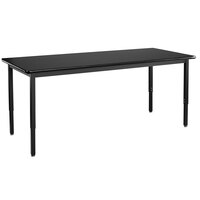 National Public Seating HDT3-3084H 30" x 84" Black Frame Heavy-Duty Height Adjustable Lab Table with High-Pressure Laminate Top