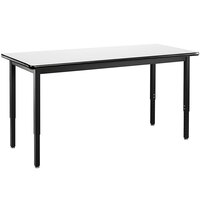 National Public Seating HDT3-2442W 24" x 42" Adjustable Height Black Frame Utility Table with High-Pressure Laminate Whiteboard Top