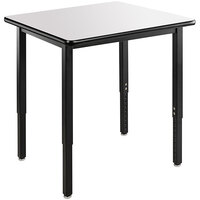 National Public Seating HDT3-2436W 24" x 36" Adjustable Height Black Frame Utility Table with High-Pressure Laminate Whiteboard Top