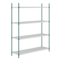 Regency+ 18" x 60" Green Epoxy Polymer Drop Mat 4-Shelf Kit with 74" Posts