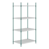 Regency+ 24" x 36" Green Epoxy Polymer Drop Mat 4-Shelf Kit with 74" Posts