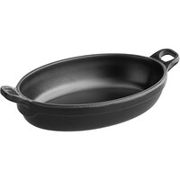 American Metalcraft MC61 5.25 oz. Black Oval Faux Cast Iron Melamine Casserole Serving Dish with Handles