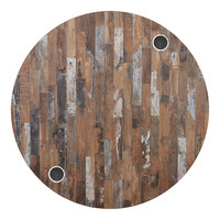 BFM Seating Midtown 45" Round Indoor Tabletop with 2 Wireless Chargers - Planked Pine