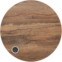 BFM Seating Relic Round Knotty Pine 2" Thick Melamine Table Top with 1 Wireless Charger