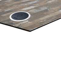 BFM Seating Tribeca Square Planked Pine Composite Laminate Outdoor Table Top with 2 Wireless Chargers for BFM Table Bases