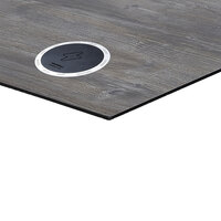 BFM Seating Tribeca 48" Round Driftwood Composite Laminate Outdoor Table Top with 3 Wireless Chargers for BFM Table Bases