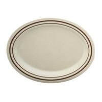 Thunder Group AD212AA 12" x 9" Beige Arcadia Oval Melamine Platter - 12/Case