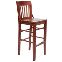 Lancaster Table & Seating Mahogany Finish Wood School House Bar Stool