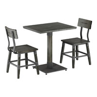Lancaster Table & Seating Industrial 24" x 30" Slate Gray Finish Solid Wood Live Edge Standard Height Table with 2 Chairs