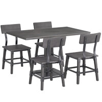 Lancaster Table & Seating Industrial 30" x 48" Slate Gray Finish Solid Wood Live Edge Standard Height Table with 4 Chairs