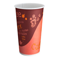 Choice 16 oz. Coffee Print Poly Paper Hot Cup - 50/Pack