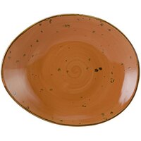 Tuxton GGC-651 TuxTrendz Artisan Geode Coral 10" x 8 1/4" China Ellipse Plate - 12/Case