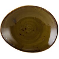 Tuxton GGW-651 TuxTrendz Artisan Geode Walnut 10" x 8 1/4" China Ellipse Plate - 12/Case