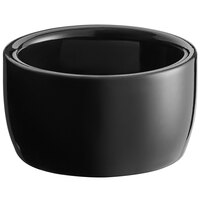 Acopa 2 oz. Glossy Black Smooth Stoneware Ramekin - 12/Pack