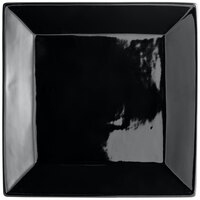 Acopa 12" Glossy Black Square Stoneware Plate - 6/Case