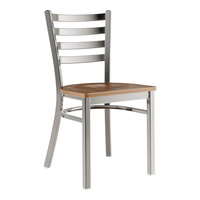 Lancaster Table & Seating Clear Coat Finish Ladder Back Chair with Vintage Wood Seat