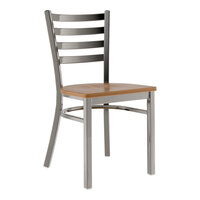 Lancaster Table & Seating Clear Coat Finish Ladder Back Chair with Vintage Wood Seat