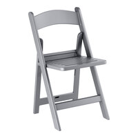 Lancaster Table & Seating Gray Resin Folding Chair with Slatted Seat