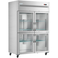 Avantco Z2-R4-L 54" Glass Half Door Stainless Steel Reach-In Refrigerator