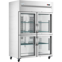 Avantco Z2-R4-LWMS 54" VersaHub WiFi-Enabled Glass Half Door Stainless Steel Reach-In Refrigerator