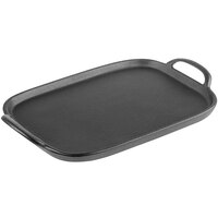 Tablecraft 10047 Faux Cast Iron 12 1/4" x 8" Matte Black Melamine Tray