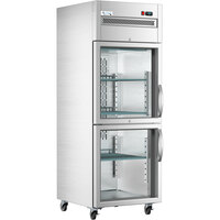 Avantco Z1-R2-GWMS 29" VersaHub WiFi-Enabled Left-Hinged Glass Half Door Stainless Steel Reach-In Refrigerator