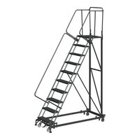 Ballymore ML103221P Monster Line 10-Step Gray Steel Extra Heavy-Duty Rolling Safety Ladder with 21" Deep Top Perforated Step