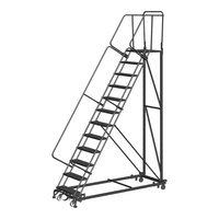Ballymore ML134021P Monster Line Perforated 13-Step Gray Steel Extra Heavy-Duty Rolling Safety Ladder with 21" Deep Top Step