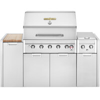 Crown Verity EE-36I-NG Estate Elite Series 36" Natural Gas Island Cart Grill with Roll Dome, Bun Rack, Side Burner, Cabinets, and Cover - 79,500 BTU