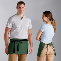 Choice Hunter Green Waist Apron with Black Webbing and 3 Pockets - 12" x 26"