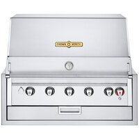 Crown Verity IBI36LP Infinite Series Liquid Propane 36" Built-In Grill with Roll Dome, Bun Rack, Custom Fitted Cover, and Regulator - 70,000 BTU