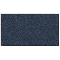 Lavex Chevron Rib 4' x 60' Blue Antimicrobial PET Fiber Indoor Entrance Mat - 3/8 inch Thick