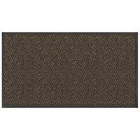 Lavex Chevron Rib 3' x 4' Brown Antimicrobial PET Fiber Indoor Entrance Mat - 3/8 inch Thick