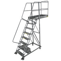 Ballymore CL-7-14 Perforated 7-Step Heavy-Duty Steel Rolling Cantilever Ladder with 70" Platform Height, 14" Overhang, and 67" Vertical Clearance
